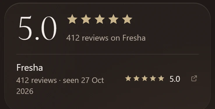 A rating of 5.0 from 412 reviews